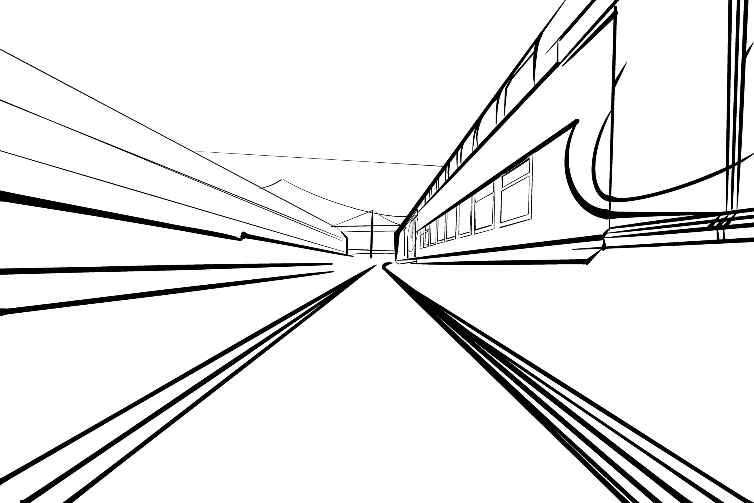 Procreate Vanishing Point Perspective Progress Sketch 1