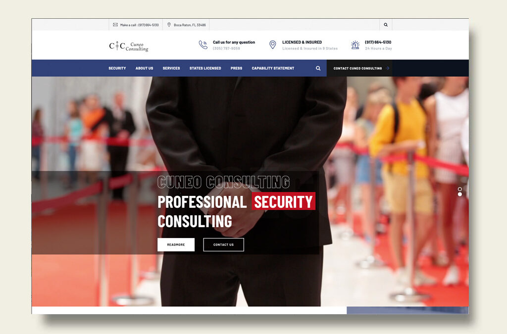 Cuneo Consulting offers top-tier security solutions tailored to meet your unique needs. Our suite of services includes expertly-trained security guards