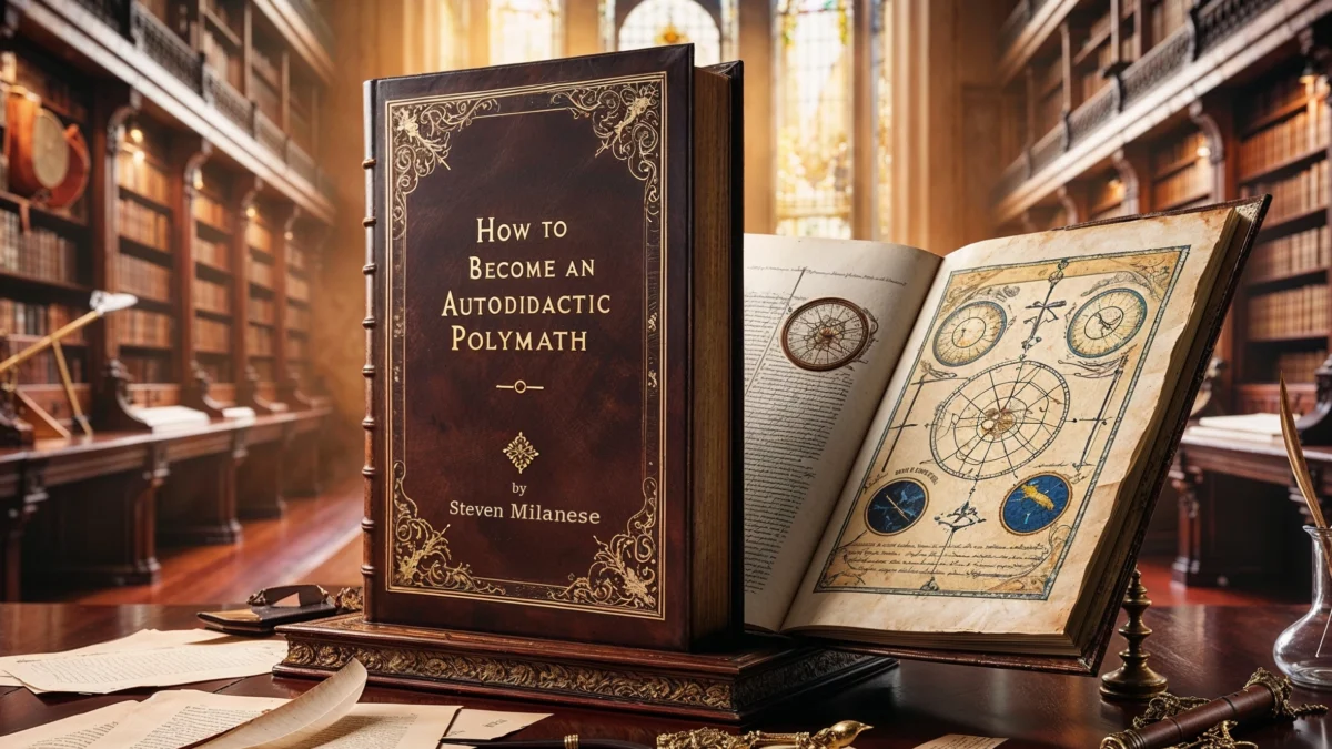 How to Become an Autodidactic Polymath book in an ornate library