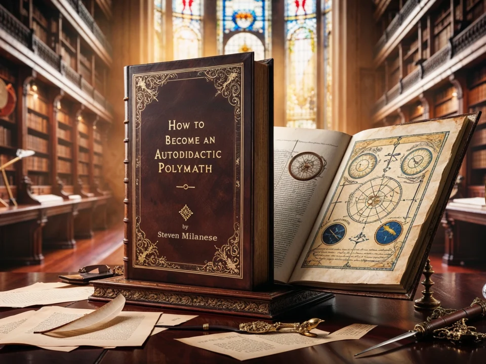 How to Become an Autodidactic Polymath book in an ornate library