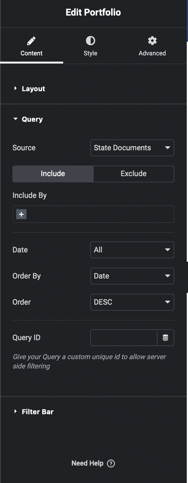 Advanced settings page for document plugin customization.